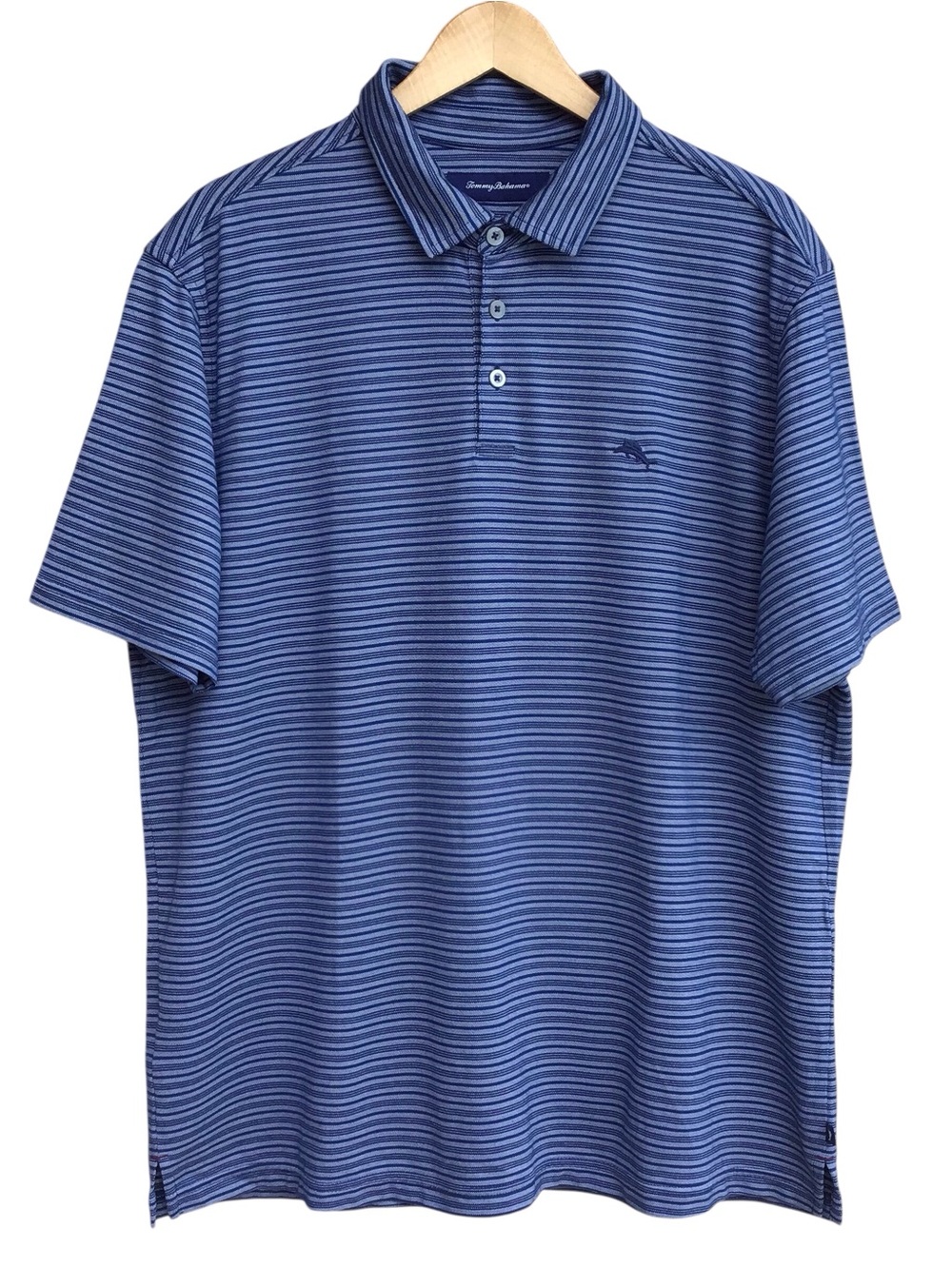Tommy Bahama Navy and Light Blue Striped Polo